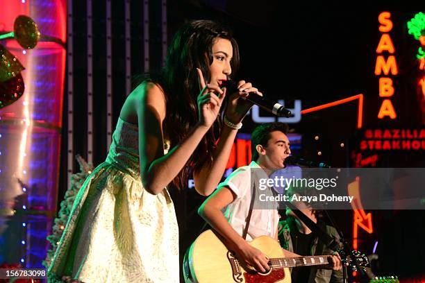 Savannah and Brandon perform at the 2012 Hollywood Christmas Parade Concert at Universal CityWalk on November 20, 2012 in Universal City, California.