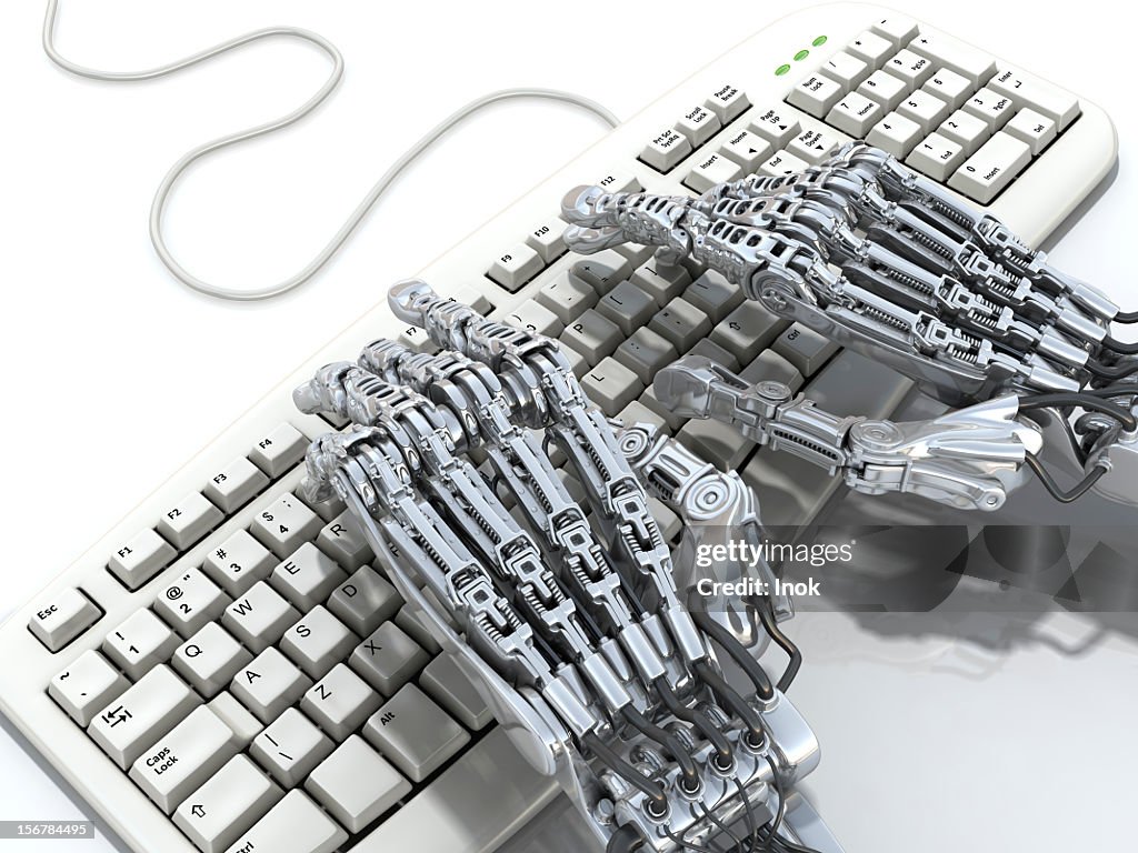 Robot lavoro sul computer