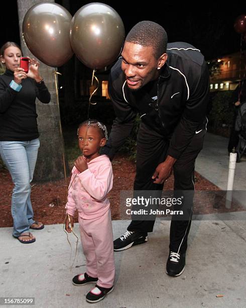 Chris Bosh attends the 2nd year with the Chapman Partnership to help feed the local families of Miami this Thanksgiving at Chapman Partnership on...