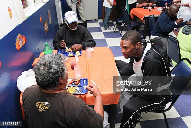 Chris Bosh attends the 2nd year with the Chapman Partnership to help feed the local families of Miami this Thanksgiving at Chapman Partnership on...
