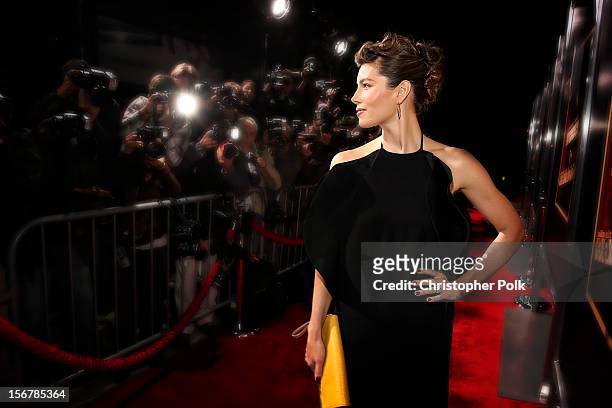 Actress Jessica Biel arrives at the premiere of Fox Searchlight Pictures' 'Hitchcock' at the Academy of Motion Picture Arts and Sciences Samuel...