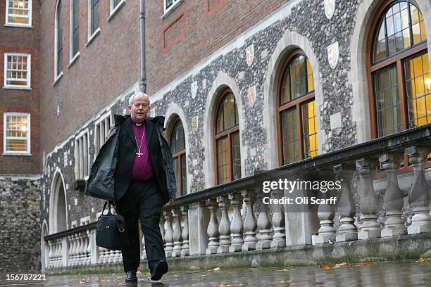 Bishop arrives at Church House to attend the final day of the General Synod on November 21, 2012 in London, England. The Church of England's...