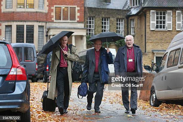 Bishops arrive at Church House to attend the final day of the General Synod on November 21, 2012 in London, England. The Church of England's...