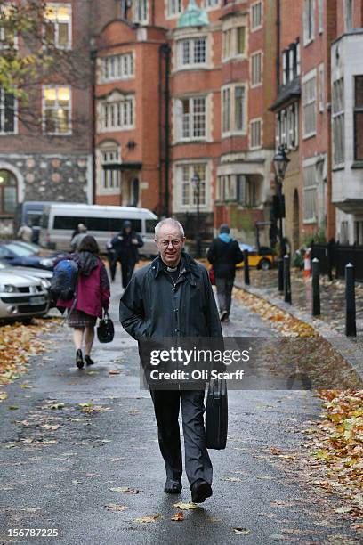 Justin Welby, the Bishop of Durham and incoming Archbishop of Canterbury, leaves Church House on November 21, 2012 in London, England. The Church of...