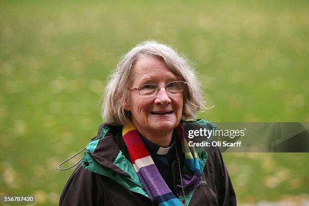 Female member of the clergy arrives at Church House on the final day of the General Synod on November 21, 2012 in London, England. The Church of...