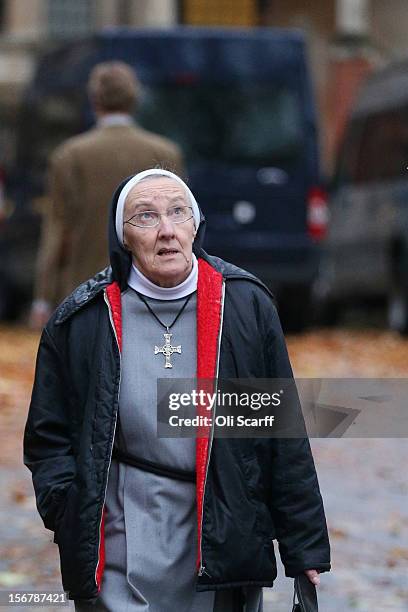 Nun arrives at Church House on the final day of the General Synod on November 21, 2012 in London, England. The Church of England's governing body,...