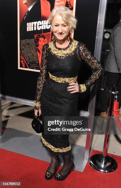 Actress Helen Mirren arrives at the Los Angeles premiere of "Hitchcock" at the Academy of Motion Picture Arts and Sciences on November 20, 2012 in...