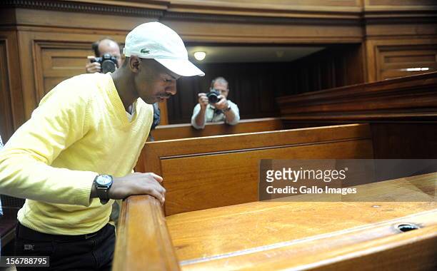 Xolile Mngeni in the Cape Town High Court on November 21, 2012 in Cape Town, South Africa. Mngeni was found guilty of robbery with aggravating...