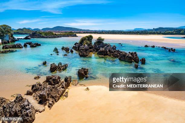 playa los barcos beach in arnuero of cantabria in cantabrian sea - cantabria stock pictures, royalty-free photos & images
