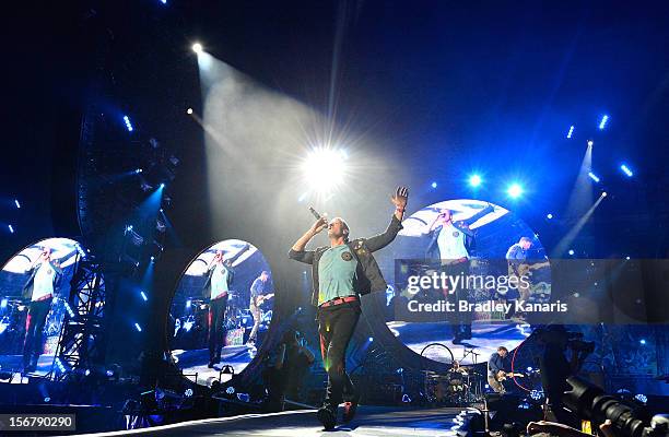 Coldplay perform live for fans at Suncorp Stadium on November 21, 2012 in Brisbane, Australia.