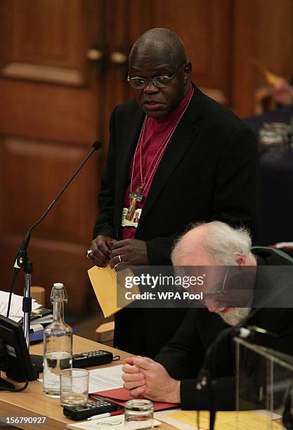 Dr John Sentamu, Archbishop of York , speaks during a debate about the living wage as Dr Rowan Williams, the outgoing Archbishop of Canterbury,...