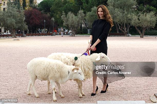 Spanish model Eugenia Silva inaugurates the Wool Week 2012 at Plaza de Colon on November 21, 2012 in Madrid, Spain.