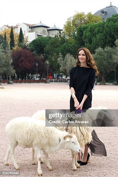 Spanish model Eugenia Silva inaugurates the Wool Week 2012 at Plaza de Colon on November 21, 2012 in Madrid, Spain.