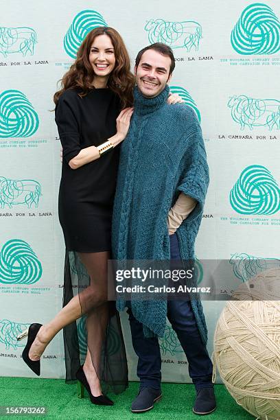 Spanish model Eugenia Silva and designer Ion Fiz inaugurate the Wool Week 2012 at Plaza de Colon on November 21, 2012 in Madrid, Spain.