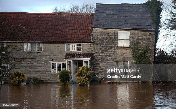 Arthur Dziewicki stands in the flood water lapping at the front door of his cottage that has been flooded close to the village of North Curry on...