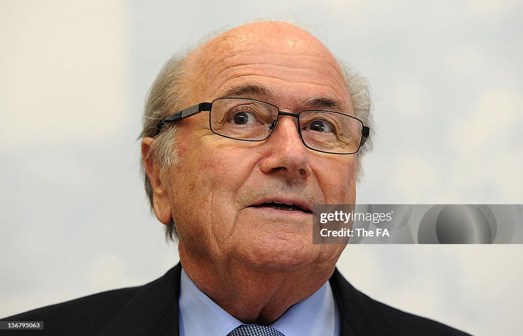 FIFA President Joseph Sepp Blatter visit to St Georges Park