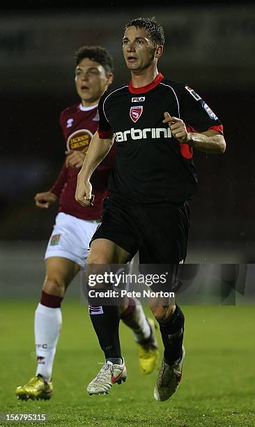 Gary McDonald of Morecambe in action during the npower League Two match between Northampton Town and Morecambe at Sixfields Stadium on November 20,...