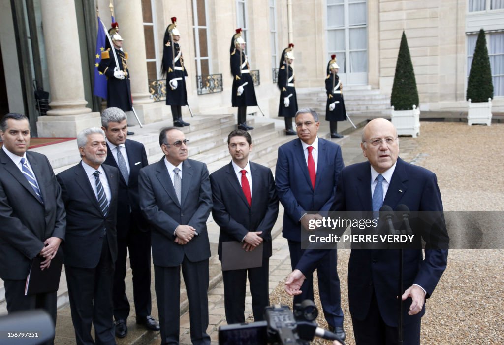 FRANCE-LEBANON-DIPLOMACY-HOLLANDE-MIKATI