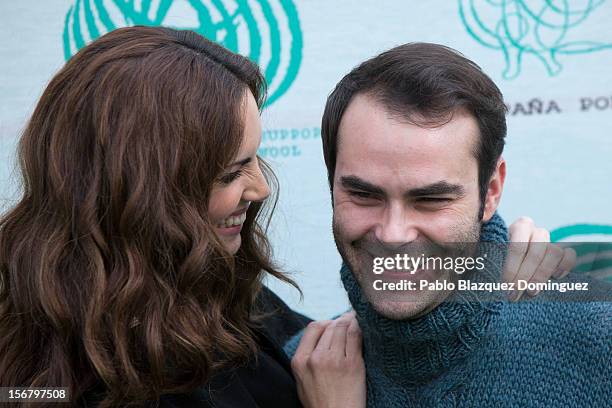 Model Eugenia Silva and Designer Ion Fiz inaugurate Wool Week 2012 at Colon Square on November 21, 2012 in Madrid, Spain.