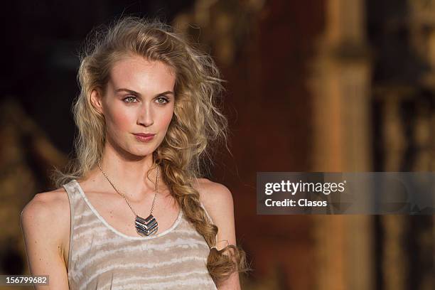 Model walks the runway during the Rock the Sidewalk Spring/Summer 2013 collection on November 16 in Mexico City, Mexico.