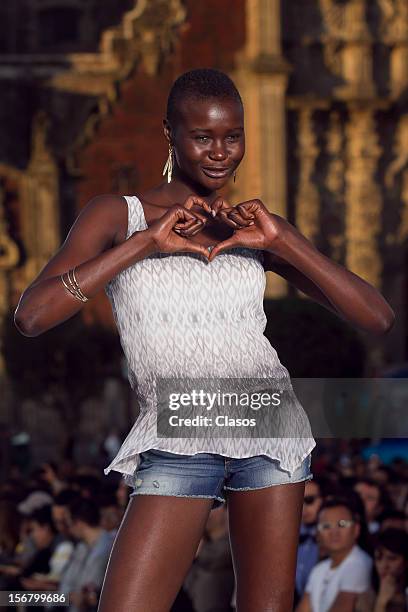 Model walks the runway during the Rock the Sidewalk Spring/Summer 2013 collection on November 16 in Mexico City, Mexico.