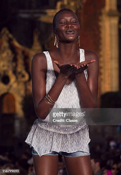 Model walks the runway during the Rock the Sidewalk Spring/Summer 2013 collection on November 16 in Mexico City, Mexico.