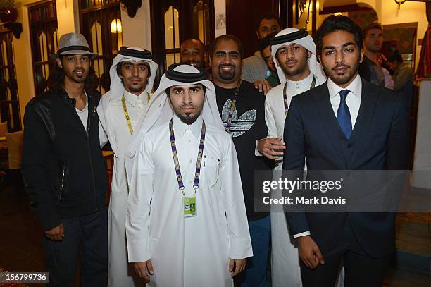 Ibrahim Mirza, Jassim Mohammed, Yaser Al Niaimi, Abdulla Ahmed Al Harbi and Abdulaziz Al-Dorani attend the Khaleeji Reception at the Al Bander...