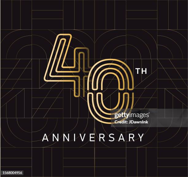 ilustrações, clipart, desenhos animados e ícones de aniversário de 40 anos de ouro logotipo quadrado design tipográfico geométrico - 40th anniversary