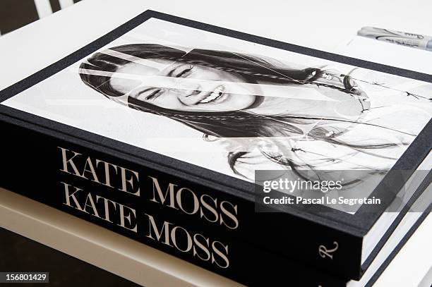 View of Kate Moss's Book 'Kate: The Kate Moss Book' during a signing session at Colette on November 21, 2012 in Paris, France.