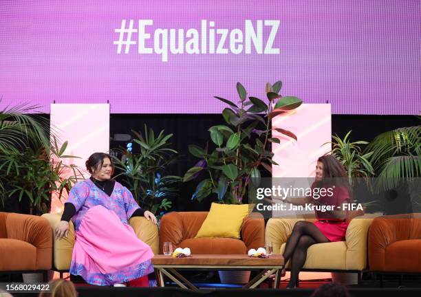 Arizona Leger and Chelsea Winstanley attend Equalize Auckland / Tmaki Makaurau at The Cloud on August 01, 2023 in Auckland / Tmaki Makaurau, New...