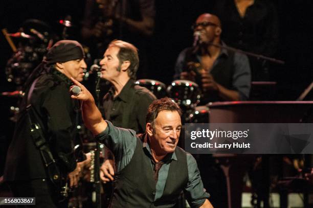 Bruce Springsteen, Steven Van Zandt and Gary Tallent performing with 'Bruce Springsteen and the E Street Band' at The Pepsi Center in Denver,...