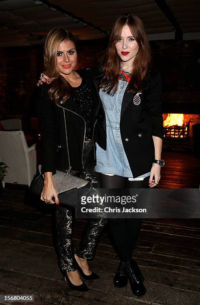 Zoe Hardman and Angela Scanlon attend the Vodafone Fashionable Pub Quiz at Shoreditch House on November 21, 2012 in London, United Kingdom. As...