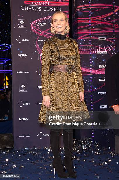 Diane Kruger attends the switching on of the Christmas lights along the Champs Elysees on November 21, 2012 in Paris, France.