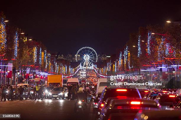 General View of the Christmas lights along the Champs Elysees on November 21, 2012 in Paris, France.