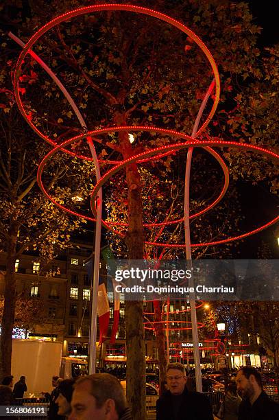 General View of the Christmas lights along the Champs Elysees on November 21, 2012 in Paris, France.