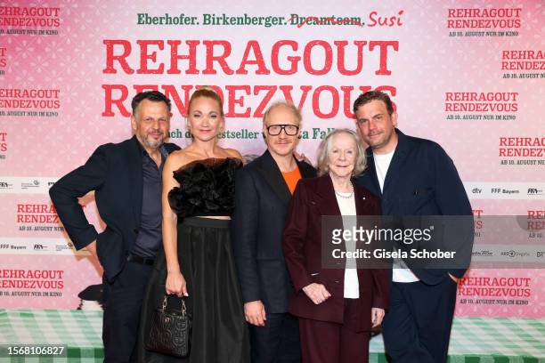 Gerhard Wittmann, Lisa Maria Potthoff, Simon Schwarz, Enzi Fuchs and Sebastian Bezzel during the photocall prior the premiere of "Rehragout...