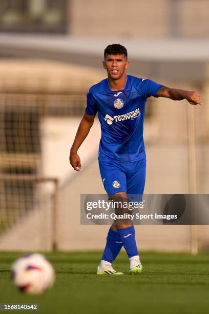 Carles Alena of Getafe CF reacts during Pre-Season Friendly match between Getafe CF and Independiente del Valle at Ciudad del Futbol on July 22, 2023...