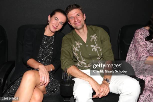 Lisa Müller, FC Bayern soccer player Thomas Müller during the premiere of "Rehragout Rendezvous" at Mathaeser Filmpalast on July 31, 2023 in Munich,...