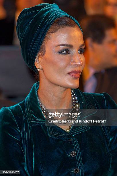 Sheikha Mozah, the wife of the Emir of Qatar attends Placido Domingo's induction ceremony as Goodwill Ambassador of UNESCO at UNESCO on November 21,...