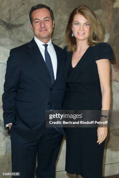 Baroness Arielle de Rothschild and Frederic Naquet attend Placido Domingo's induction ceremony as Goodwill Ambassador of UNESCO at UNESCO on November...