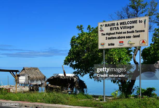 highest point in south tarawa, 3 meters above sea level - sea level rise / climate change - eita, south tarawa, kiribati - atoll stock pictures, royalty-free photos & images