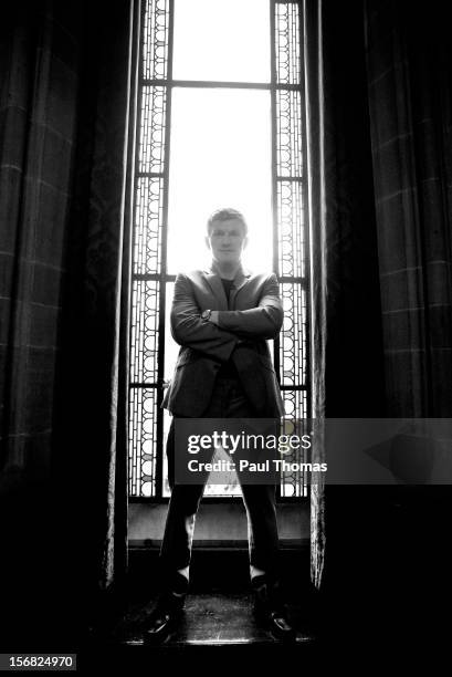 Boxer Ricky Hatton poses for a photograph during the Head-to-Head press conference at the Manchester Town Hall on November 22, 2012 in Manchester,...