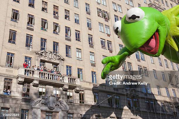 The Kermit the Frog balloon makes its way down Central Park West during the 86th Annual Macy's Thanksgiving Day Parade November 22, 2012 in New York...