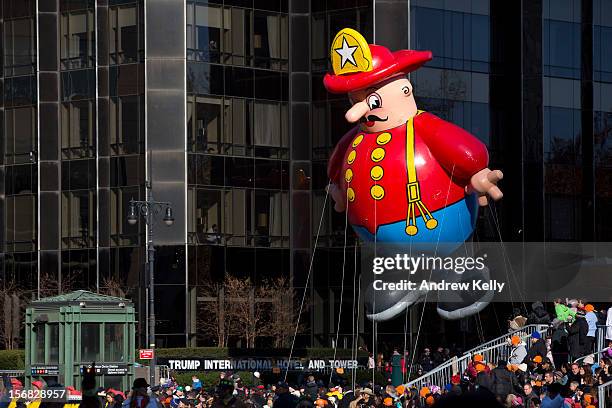 The Harold the Fireman balloon makes its way through Columbus Circle during the 86th Annual Macy's Thanksgiving Day Parade on November 22, 2012 in...