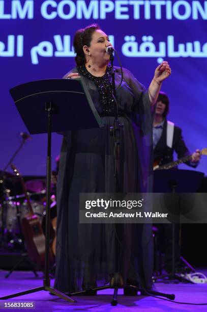 Performance at the Awards Ceremony at the Al Rayyan Theatre during the 2012 Doha Tribeca Film Festival on November 22, 2012 in Doha, Qatar.