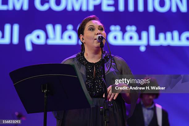 Performance at the Awards Ceremony at the Al Rayyan Theatre during the 2012 Doha Tribeca Film Festival on November 22, 2012 in Doha, Qatar.