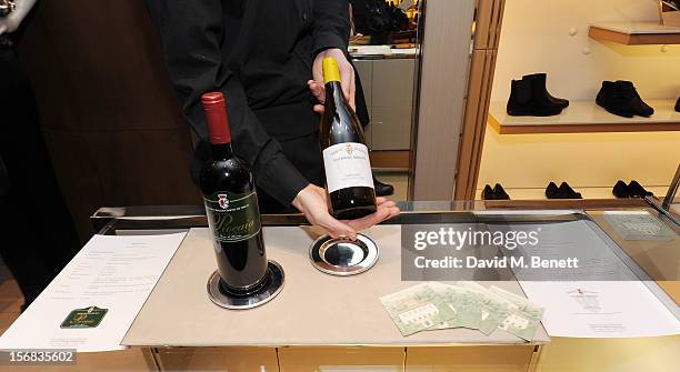 Tuscan Wines from Tenuta di San Fabiano are served during 'Tod's Vendanges on Bond' at the Tod's Bond Street Boutique on November 22, 2012 in London,...