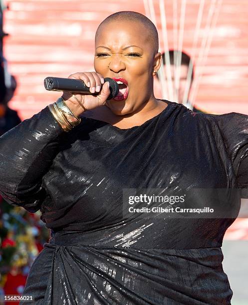 Singer Frenchie Davis attends the 93rd annual Dunkin' Donuts Thanksgiving Day Parade on November 22, 2012 in Philadelphia, Pennsylvania.