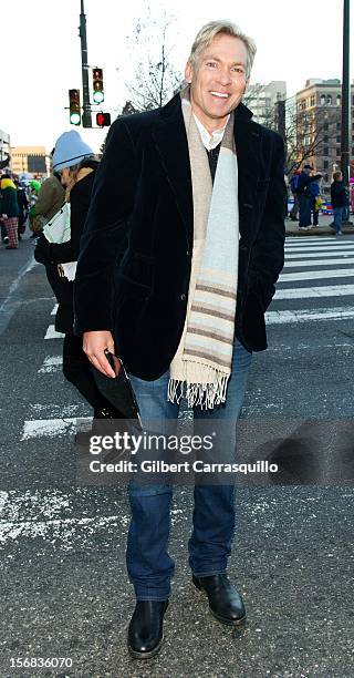 Samuel James "Sam" Champion weather anchor of ABC's Good Morning America attends the 93rd annual Dunkin' Donuts Thanksgiving Day Parade on November...