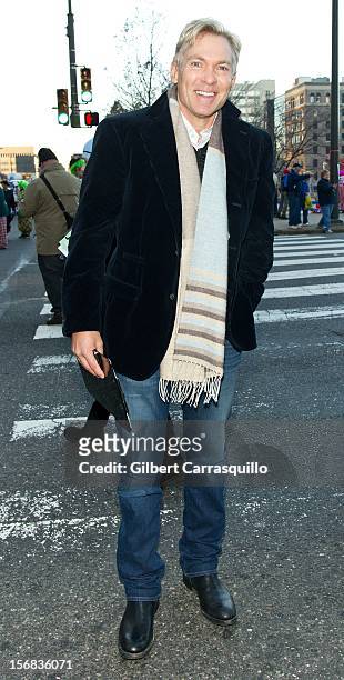 Samuel James "Sam" Champion weather anchor of ABC's Good Morning America attends the 93rd annual Dunkin' Donuts Thanksgiving Day Parade on November...